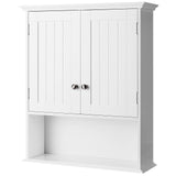 Bathroom Wall Cabinet, Wooden Hanging Storage Cabinet with Doors & Shelves,