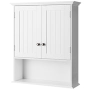 Bathroom Wall Cabinet, Wooden Hanging Storage Cabinet with Doors & Shelves,