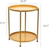 Table with Double Tier,Accent Side Table,Coffee End Table Night Stand for Living Room