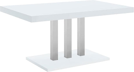 Brooklyn Rectangular Dining Table White High Gloss and Chrome