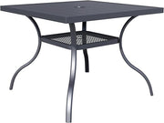 Patio Dining Table, 60" x 37" Rectangle Metal Steel Slat Table