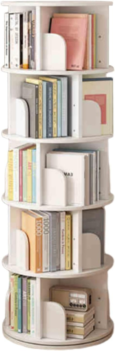 Tier Rotating Bookshelf Tower, 360° Display Floor Standing Book Organizer, Corner