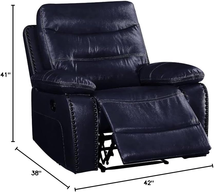 Horizontal Tufted Motion Recliner in Navy