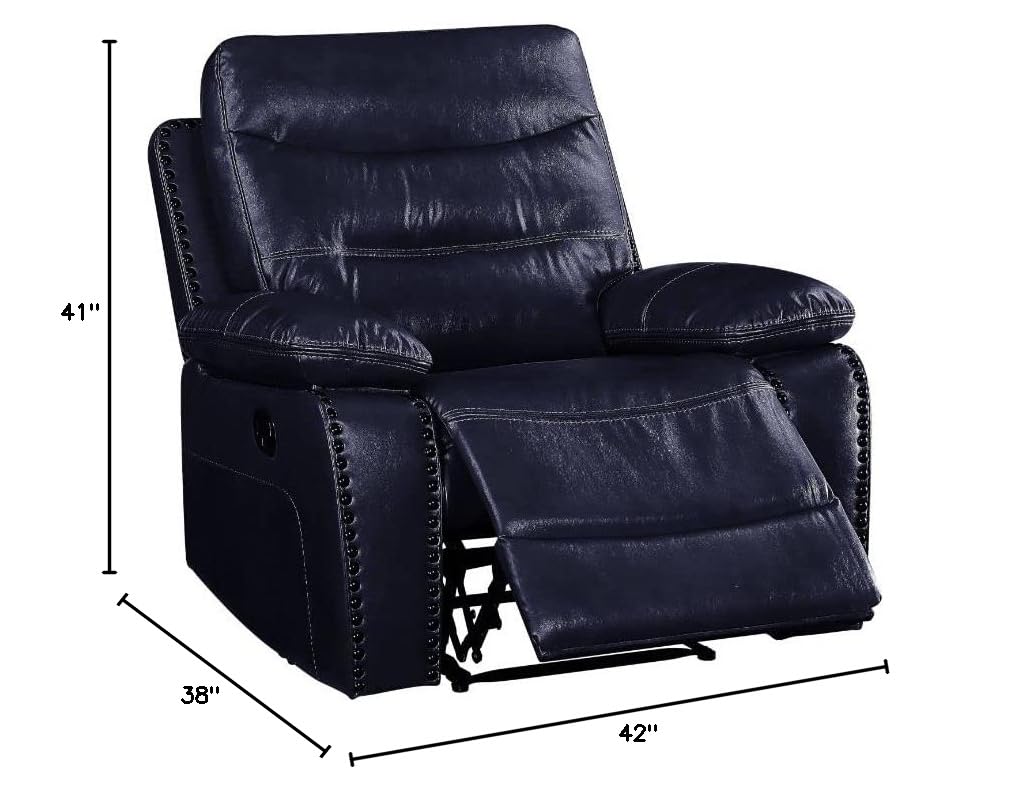 Horizontal Tufted Motion Recliner in Navy