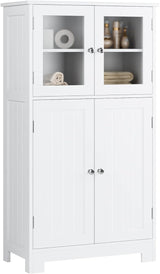 Bathroom Cabinet, Linen Storage Cabinet with Doors, Wooden Floor Cabinet with Adjustable Shelves for Bathroom,