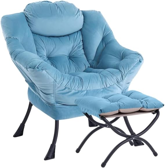 Modern Chair with Folding Footrest Lounge Accent Chai