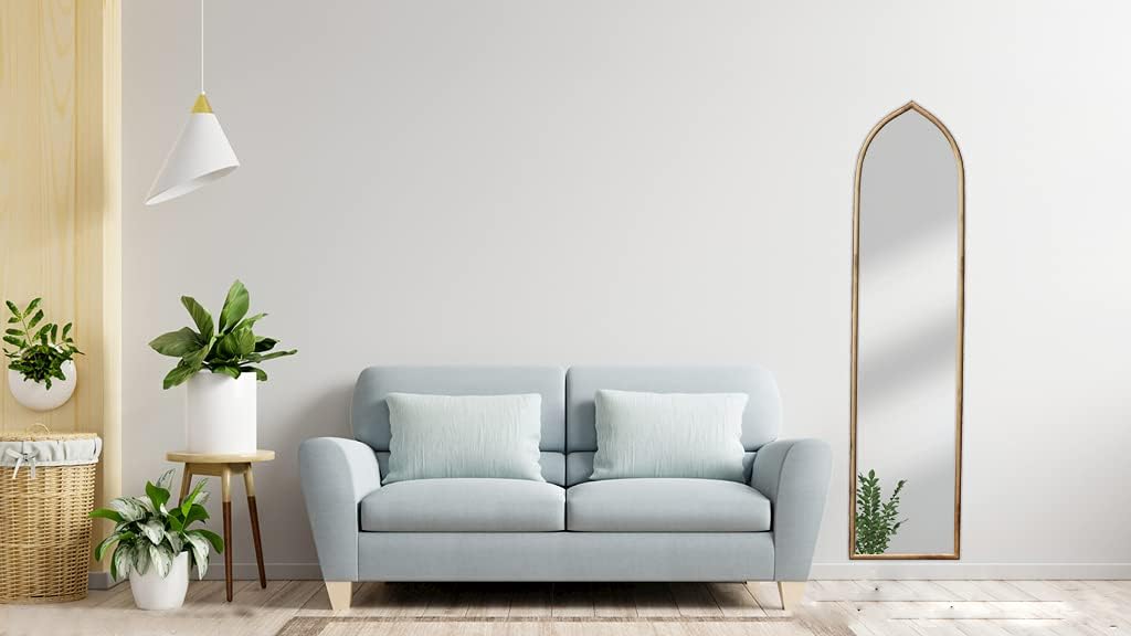 Full Length Wall Mirror for Bedroom, Arched Gold Mirror