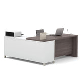 Pro-Linea L-Shaped Computer Desk, 72W, White/Bark Grey