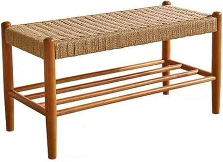 Bamboo Shoe Rack Bench, 2 Tier Shoe Storage Bench Entryway Shoe Rack for Entry