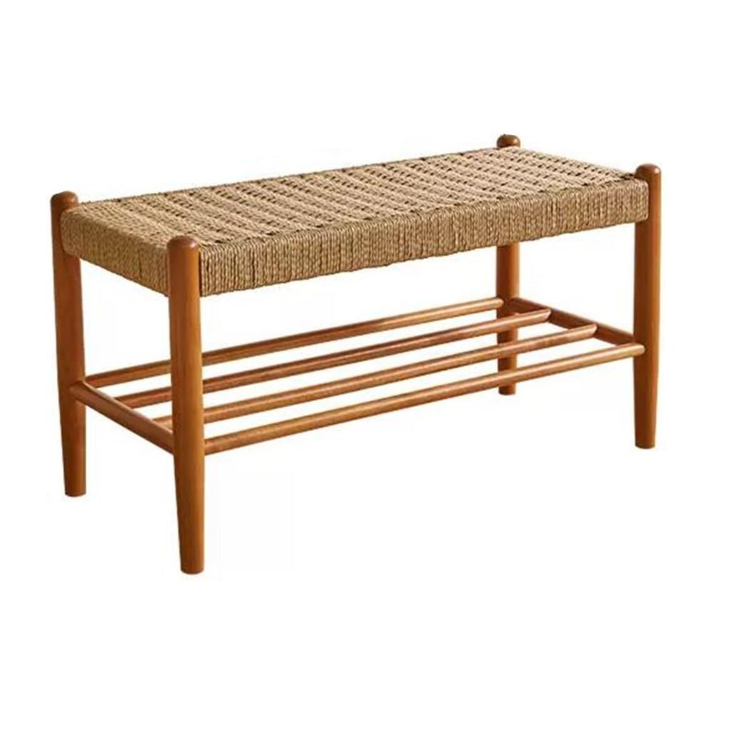 Bamboo Shoe Rack Bench, 2 Tier Shoe Storage Bench Entryway Shoe Rack for Entry