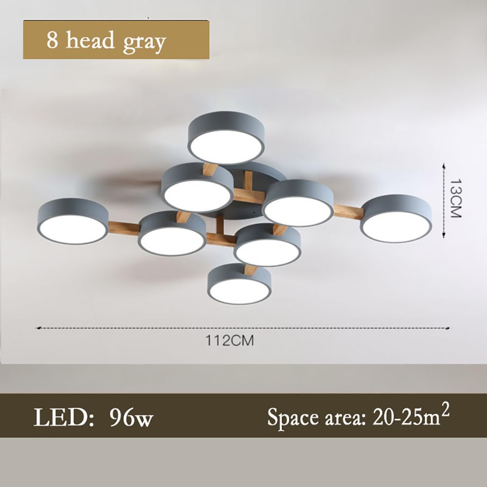 44-Inch LED Ceiling Light Fixture - 8-Light Modern Flush Mount Chandelier