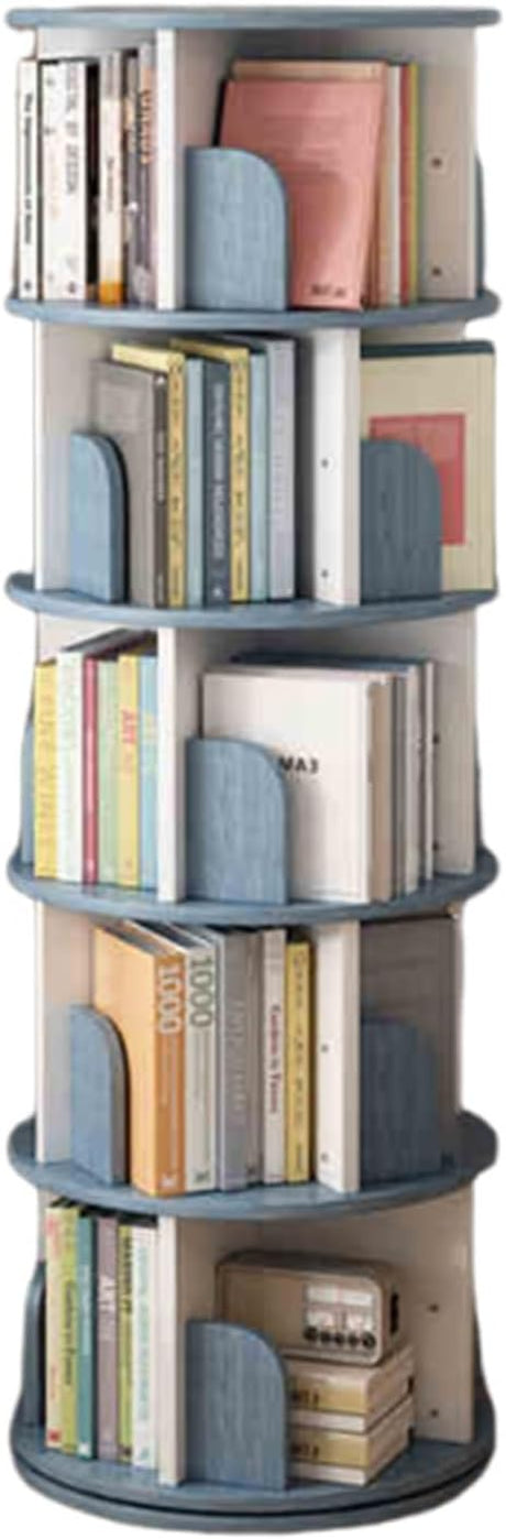 Tier Rotating Bookshelf Tower, 360° Display Floor Standing Book Organizer, Corner