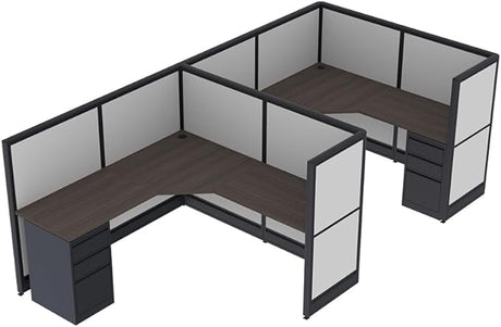 . 2 Person L Shaped Cubicles | Privacy L-Shaped Workstations