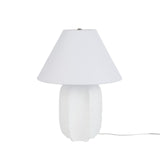 25" White Textured Ceramic Plaster Table Lamp for Bedroom, Living Room