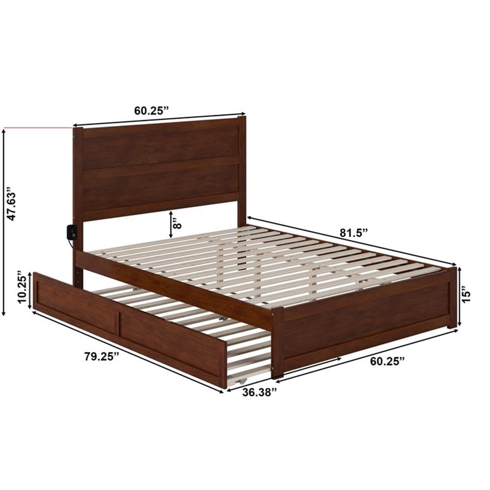 Queen Bed with Footboard and Twin XL Trundle in Walnut