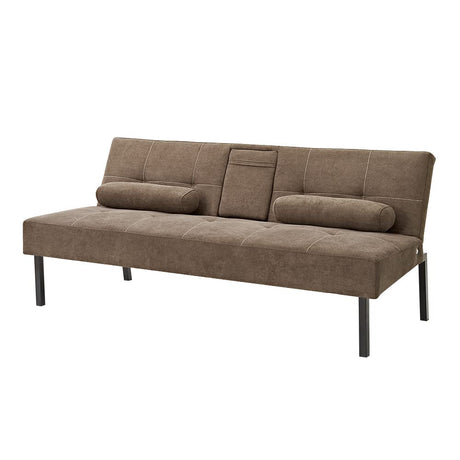 Futon Sofa Bed, Convertible Sofa with Cup Holder Couch Sleeper Linen Upholstered