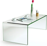 Glass Coffee Table, 42.5" L × 20" W ×14" H, Modern Home Furniture