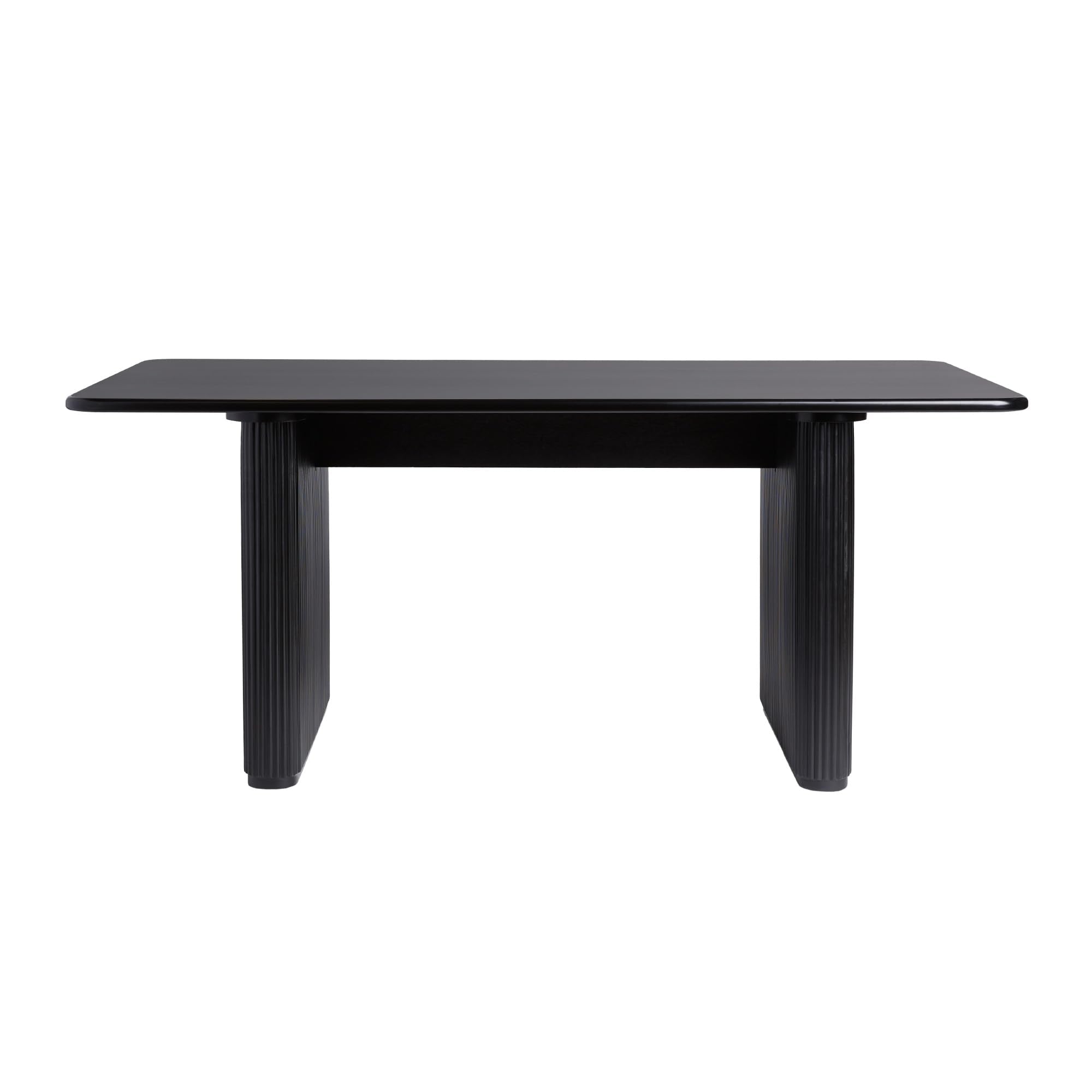 Modern Vertical Reeded Plinth-Base Dining Table, 68 Inch, Black