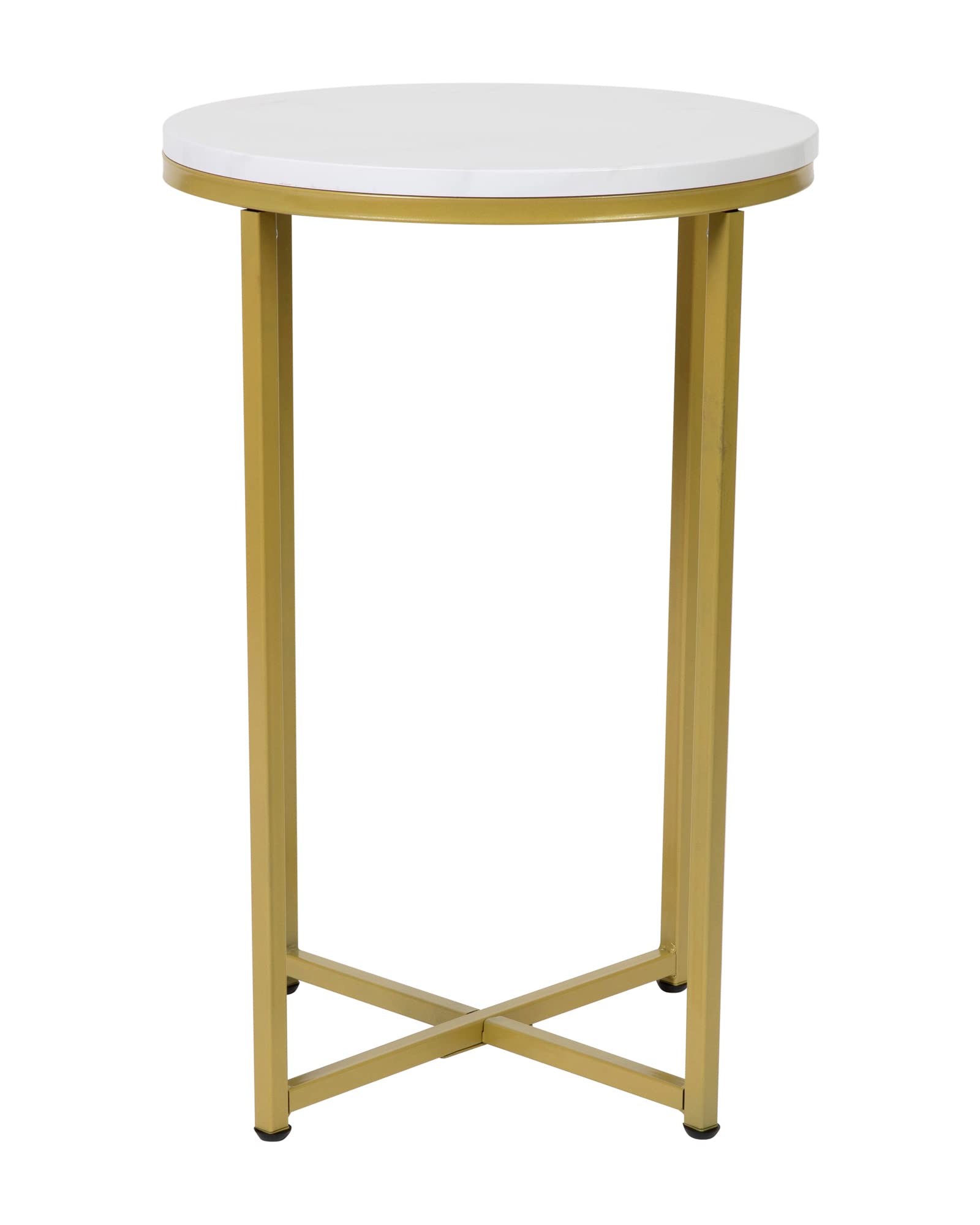 Hampstead Collection End Table - Modern White Marble Finish End Table