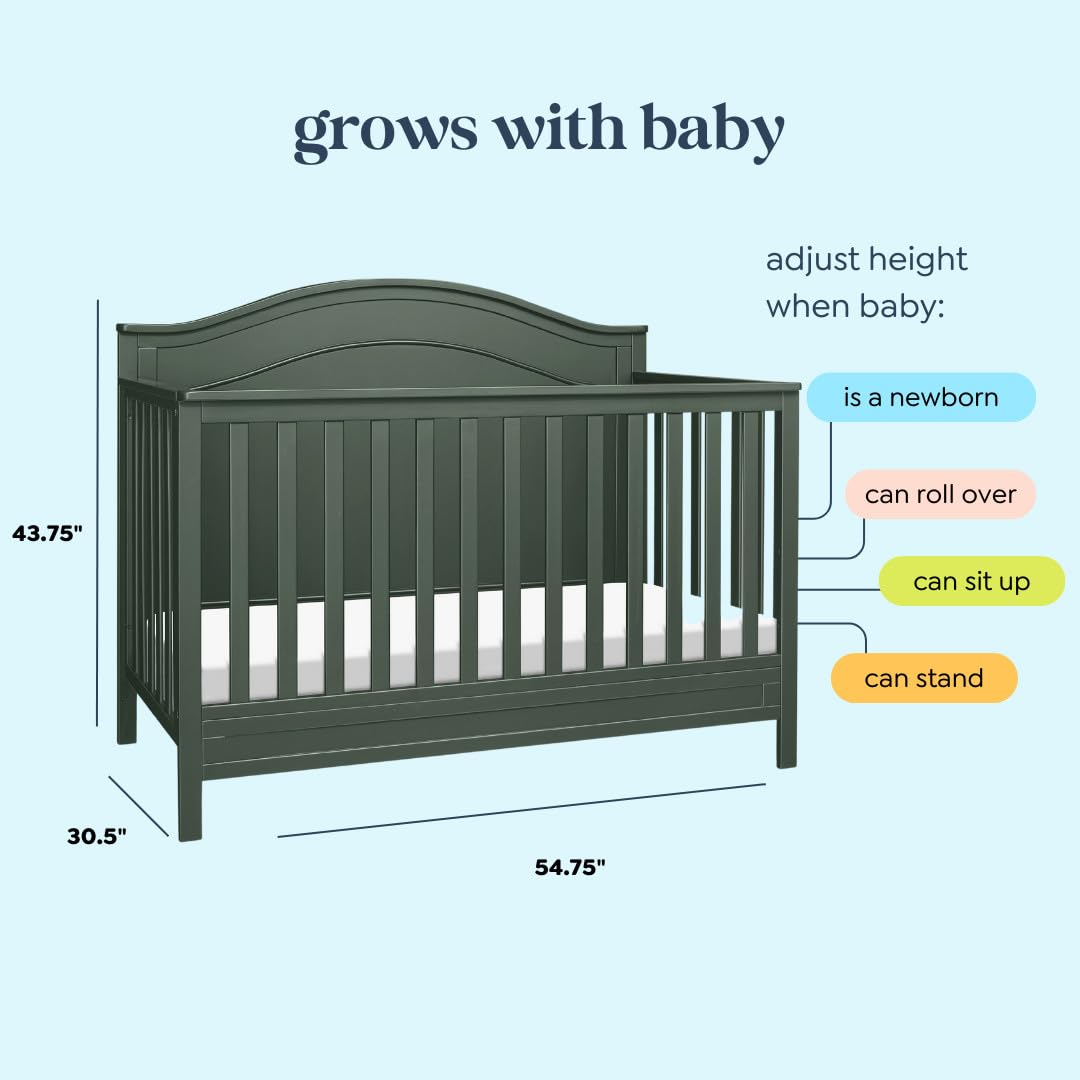 DaVinci Charlie 4-in-1 Convertible Crib in Forest Green, Greenguard Gold Certified