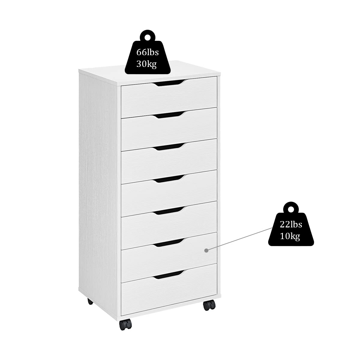 5/7 Drawer Chest, Wooden Tall Dresser Storage Dresser Cabinet with Wheels