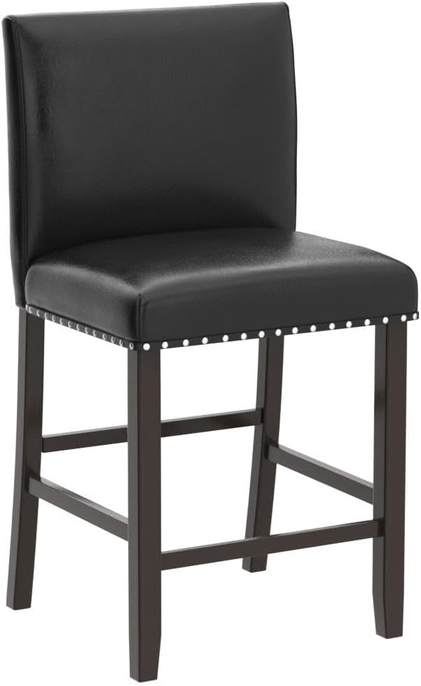 Bar Stools Set of 4, 25.5” PVC Leather Armless Counter Height Chair with Back