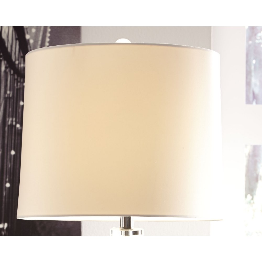 Signature Design by Ashley Jaslyn Ombre 28" Glass Table Lamp with White Shade, Silver Finish