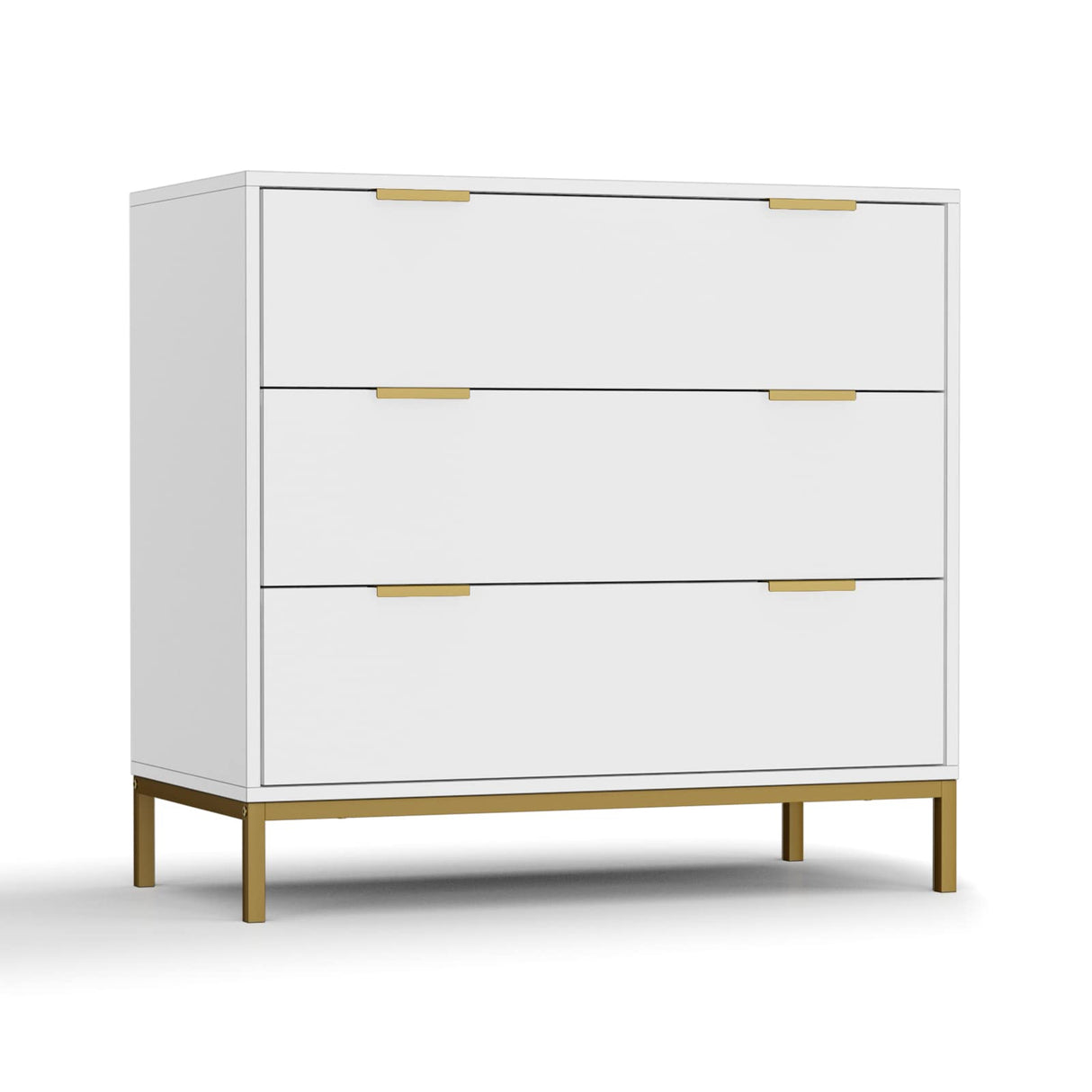 White Dresser for Bedroom, 3 Drawer Dresser with Spacious Storage Modern