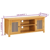 TV Stand - Durable Solid Oak Wood TV Cabinet with Doors and Open Compartments for Storage
