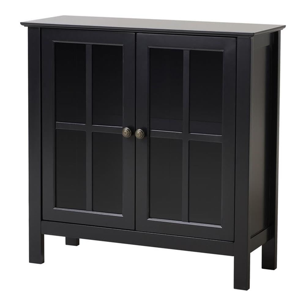 22601 Glass Door Cabinet,Painted Black