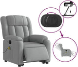 Electric Massage Recliner Chair - Power Lift, Motorized Footrest/Backrest, Vibration Massage, Plush Fabric Seating, Light Gray