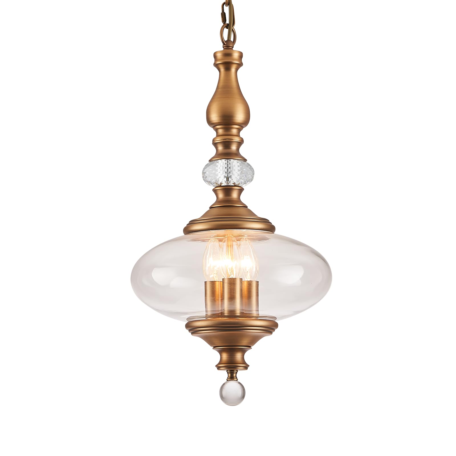 Vintage Pendant Light Kitchen Island Dining Room Pendant Light Brass 3-Light Vintage