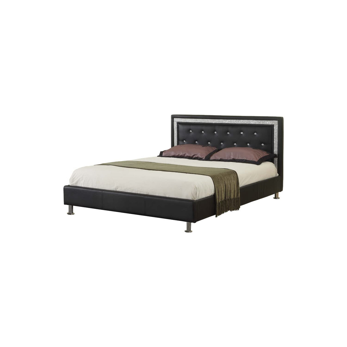 Bria Faux Leather Platform Bed, Queen, Black