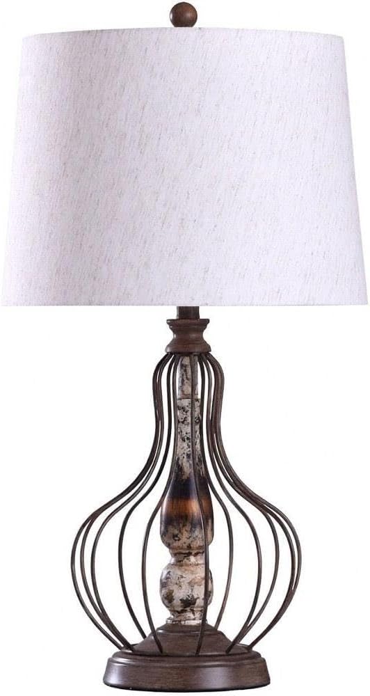 Yarrow - One Light Caged Metal Wire Design Table Lamp with Tapered Drum Shade