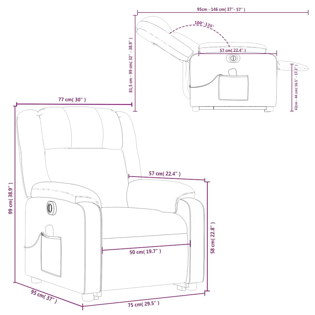 Electric Massage Recliner Chair - Cream Faux Leather Armchair with Power Lift, Reclining & Vibration Features for Living Room