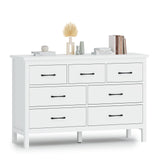 Dresser for Bedroom with 7 Drawers, Modern White Dresser with Golden Handles