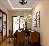 Aiwen Crystal Chandelier Modern 3 Rings LED Pendant-Light Dining Room Flush Mount Ceiling Lighting-Yellow Light Source(7.9 + 11.8 + 15.8 in)