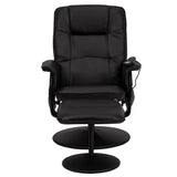 Cason Massaging Adjustable Recliner with Deep Side Pockets and Ottoman with Wrapped