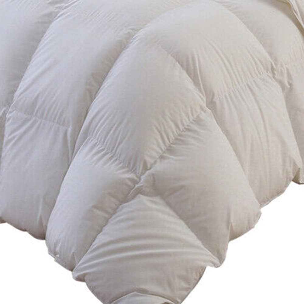 Queen Cotton Goose Down Comforter White Solid Color Modern Contemporary