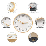 Wooden Wall Clock Silent Non Ticking 10 inch Analog Wall Clocks Battery