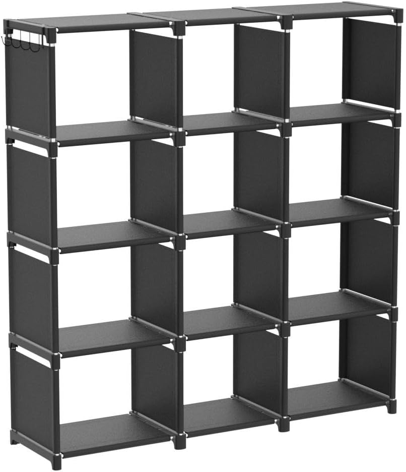 Book Shelf, 12 Cube Storage Organizer, DIY Bookcase, Metal Bookshelf,