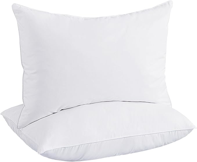 White Goose Feathers Down Pillows, Hotel Bed Pillows King Size Set of 2