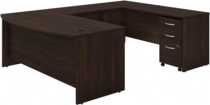 C U Shaped Desk with Mobile File Cabinet, 72W x 36D, Platinum Gray