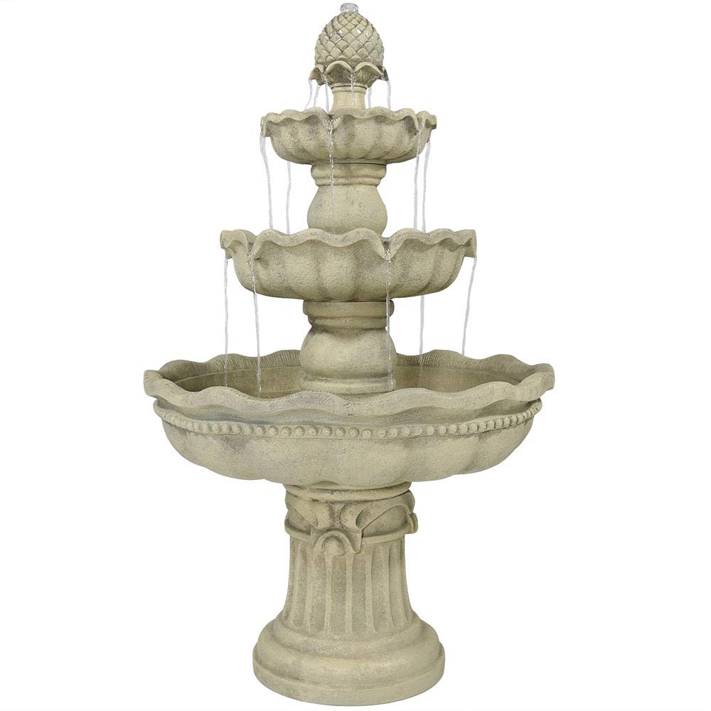 51-Inch Electric Water Fountain - Outdoor Water Feature - 3-Tier Outdoor Fountain