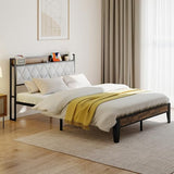 Queen Bed Frame with Storage Headboard & USB Charging Station