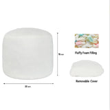 Round Stuffed Pouf Ottoman, Long Faux Fur Poufs with Foam Chunk Filling