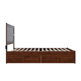 NoHo Queen Size Platform Bed with Footboard & Storage Drawers in Walnut