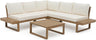 Acacia Wood Patio Furniture L-Shaped Outdoor Sectional Sofa Set with Coffee Table