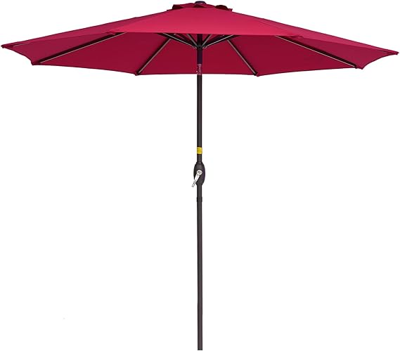 9' Outdoor Umbrella Patio Umbrella 2-Year-Non-Fading Steel Market Umbrella with Push Button