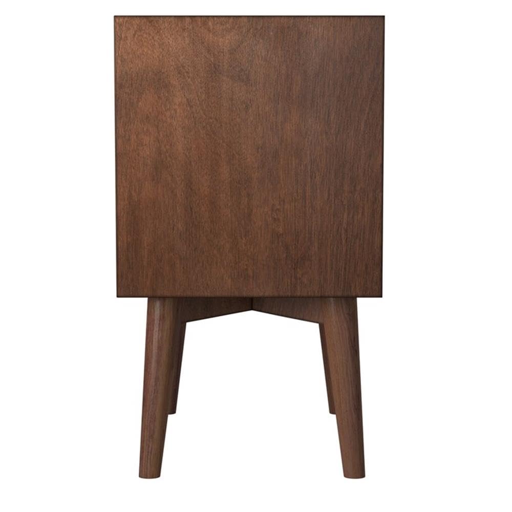 Mid Century Wood 2 Drawer Nightstand in Walnut (Brown)